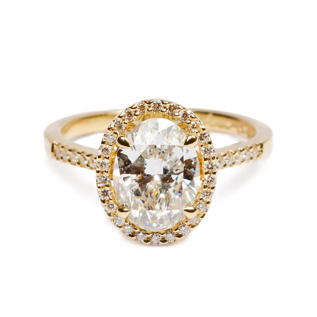 Bespoke - 1.60ct Oval Cut Diamond and 18ct Yellow Gold Ring