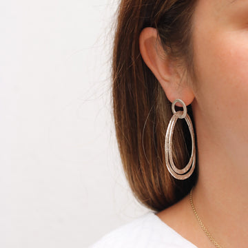 Silver Double Hoop Lace 'and on' Earrings
