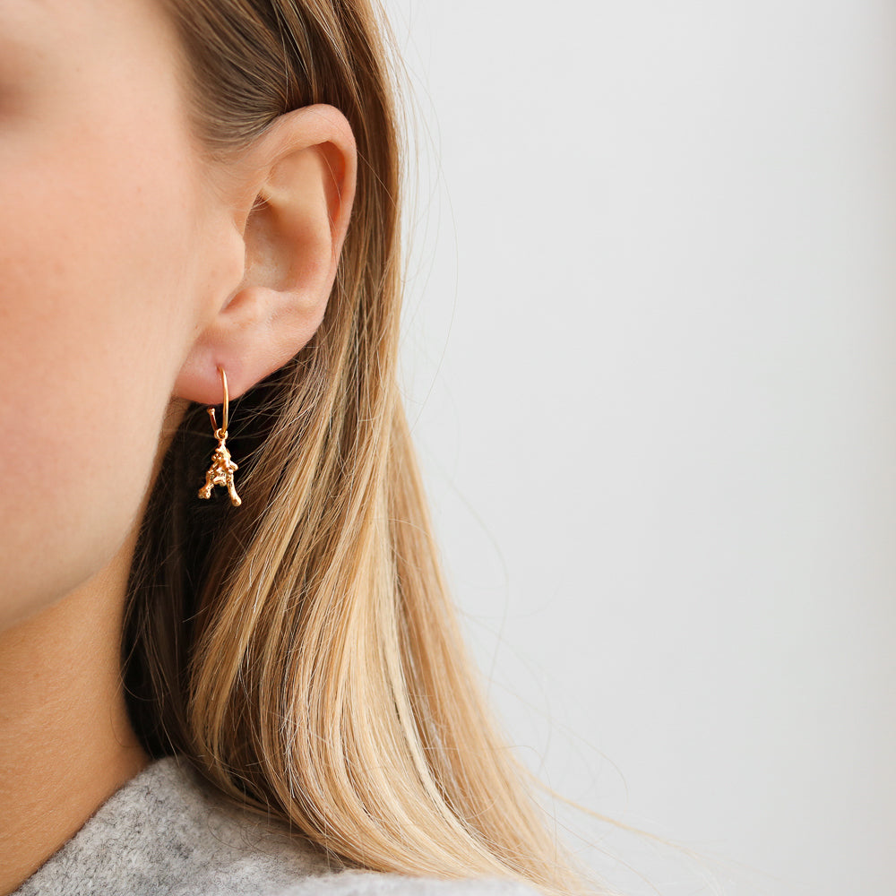 Aurum Drofn Gold Plated Hoop Drop Earrings