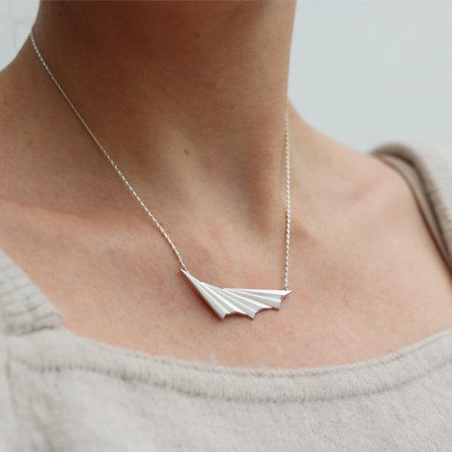 Alice Barnes Pleated Wave Necklace Silver