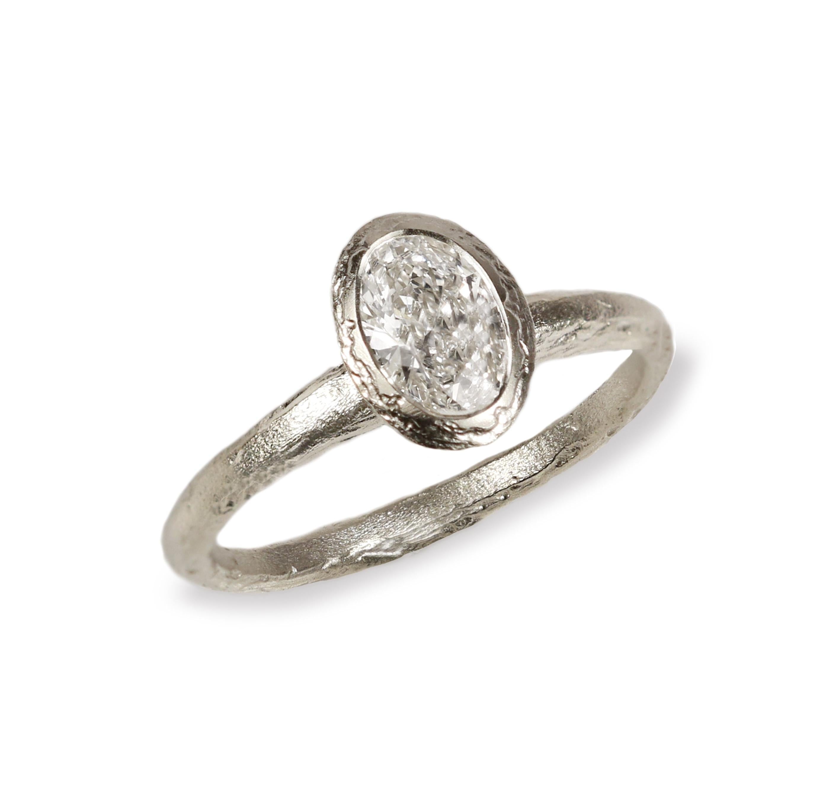 White Gold Engagement Ring with Oval Lab Grown Diamond