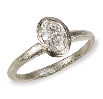 9ct Fairtrade White Gold Ring Set with Oval Lab Grown Diamond