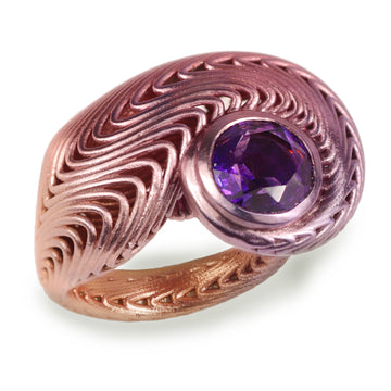 Lynne Maclachlan Amethyst Swirl Ring in Silver with Ceramic E-Coating