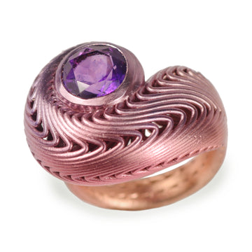 Lynne Maclachlan Amethyst Swirl Ring in Silver with Ceramic E-Coating