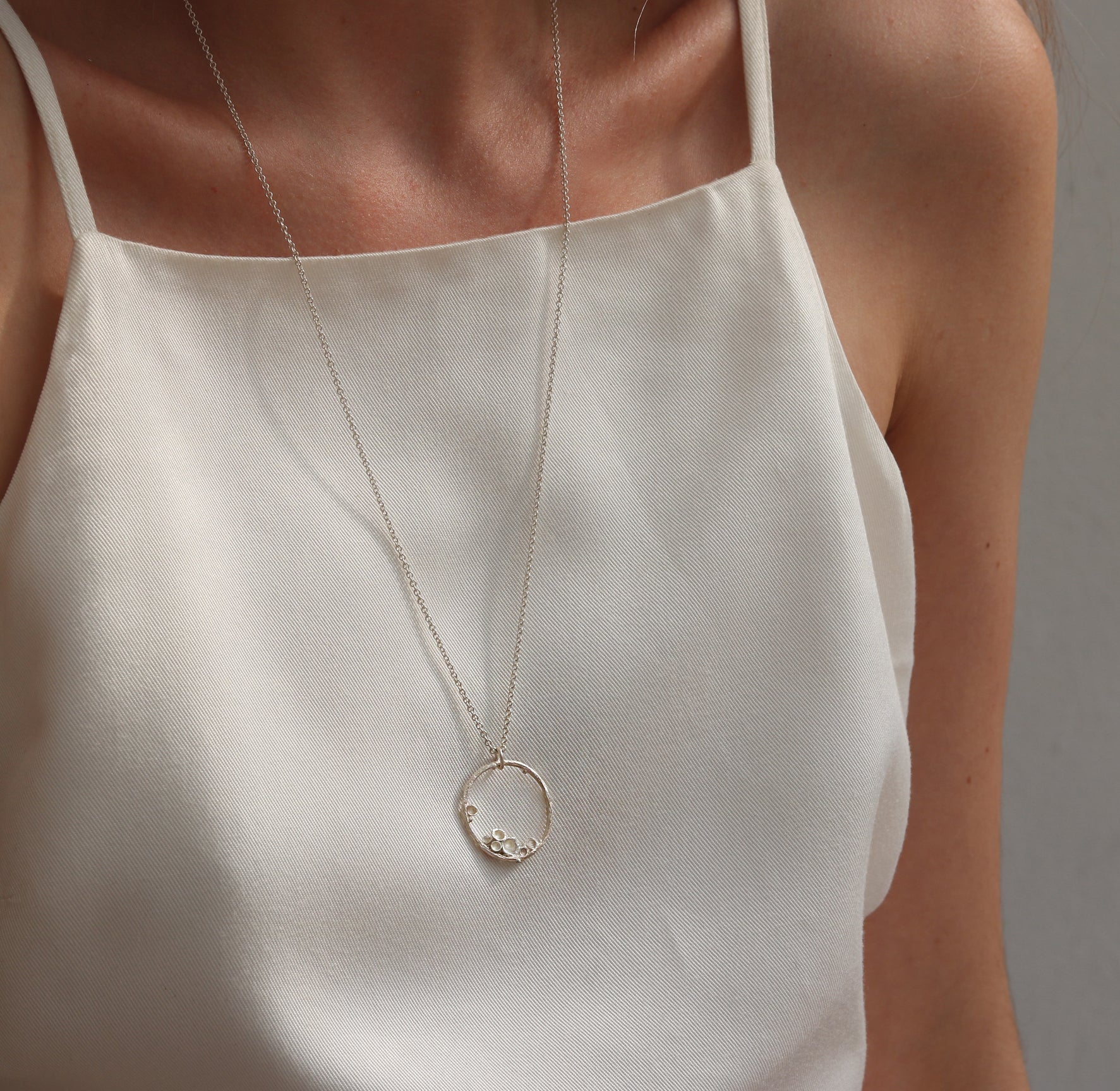 Small Silver 'Emerge' Hoop Necklace