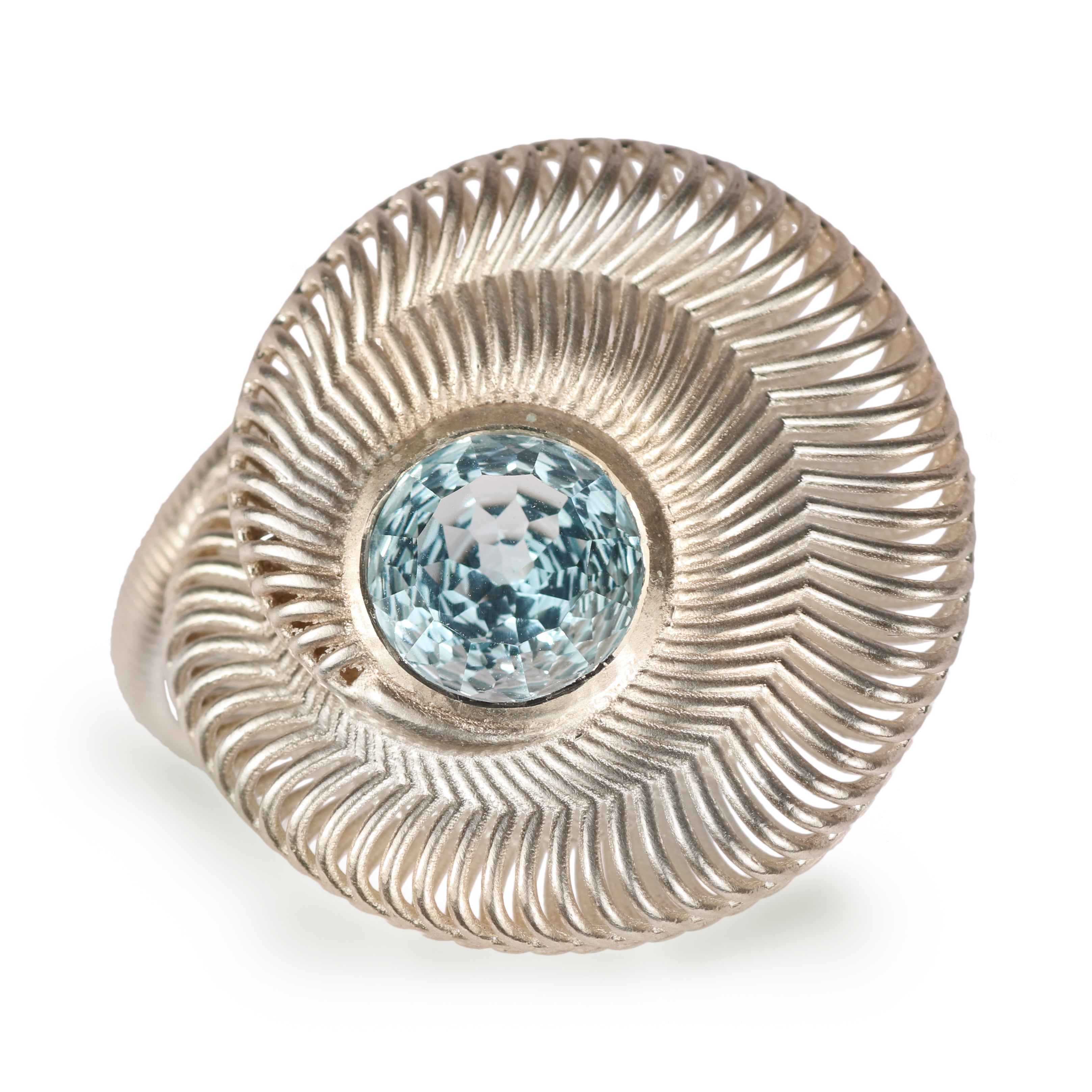 Lynne Maclachlan Topaz and Silver Ripple Ring