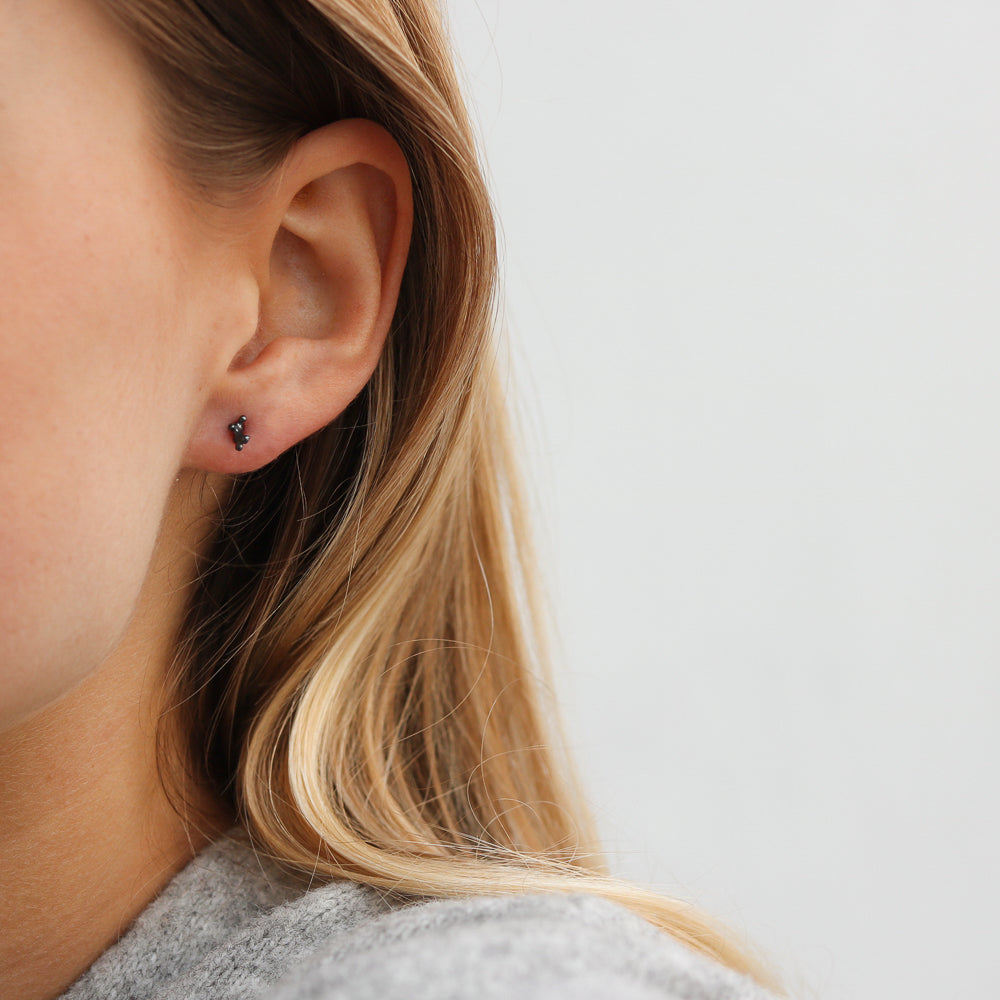 Aurum Mini Drofn Oxidised Silver Stud Earrings