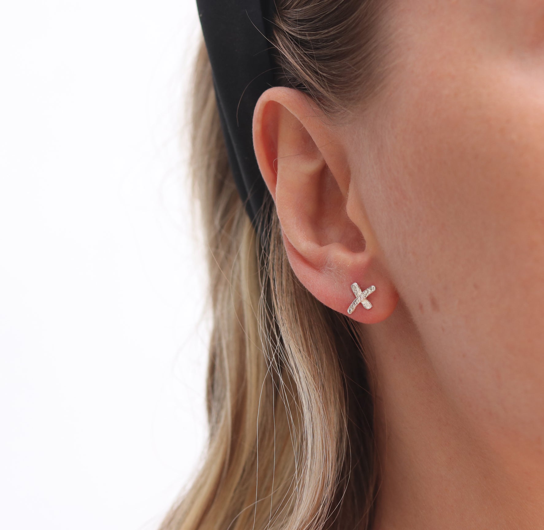 Large Silver Kiss Ear Studs