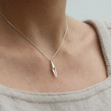 Alice Barnes Shard Single Drop Necklace Silver