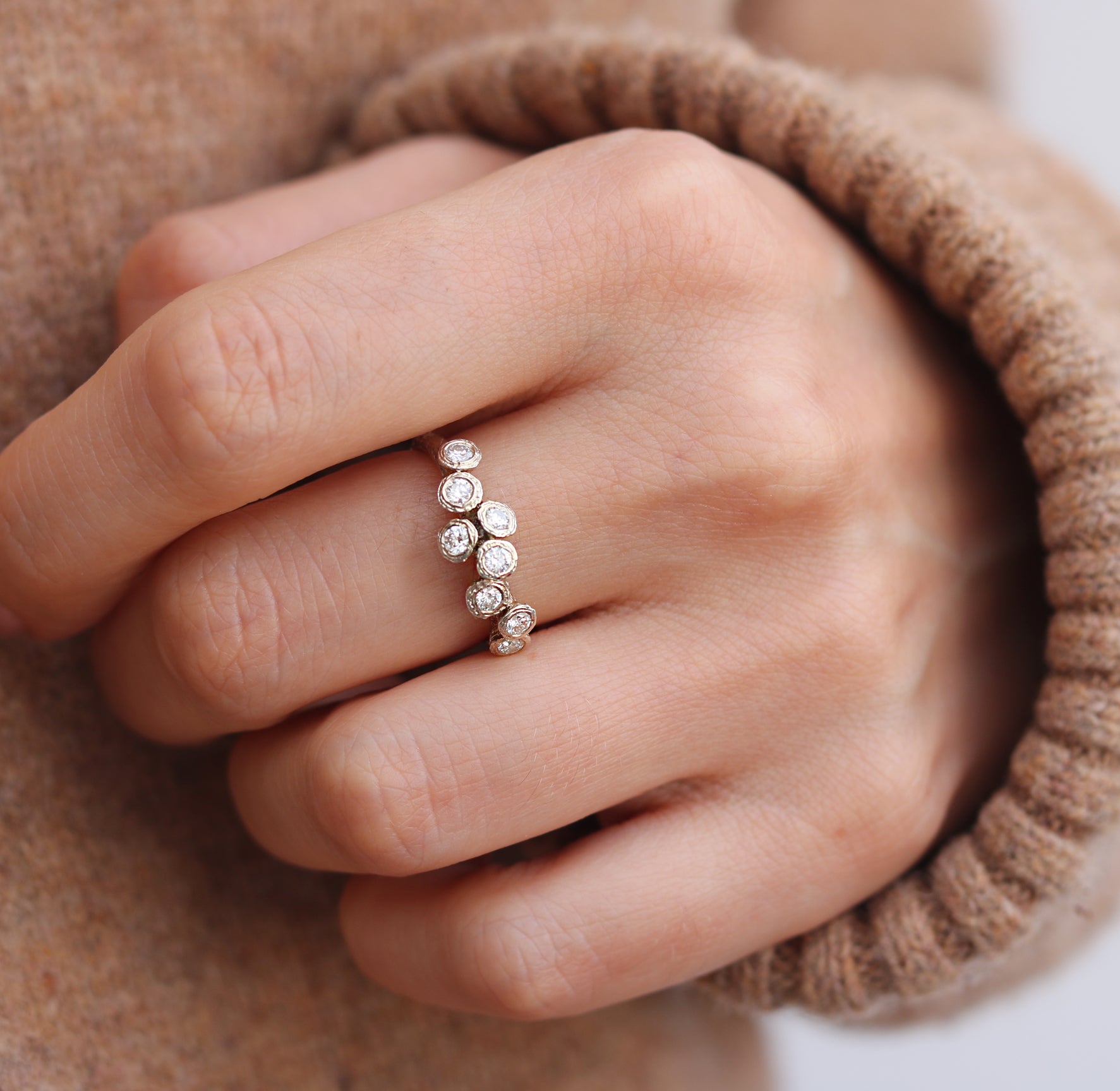 9ct Fairtrade White Gold and Eight Diamond Ring