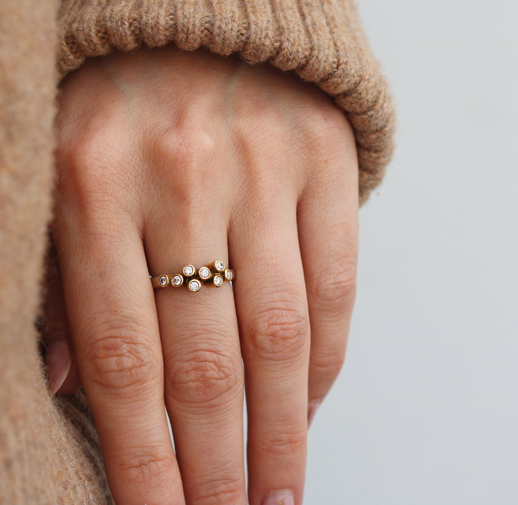 18ct Fairtrade White and Yellow Gold Multi Diamond Ring