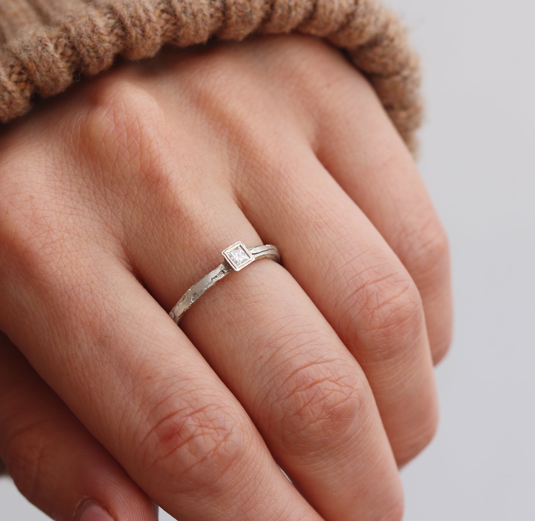 Princess Cut Diamond and 9ct Fairtrade White Gold Ring