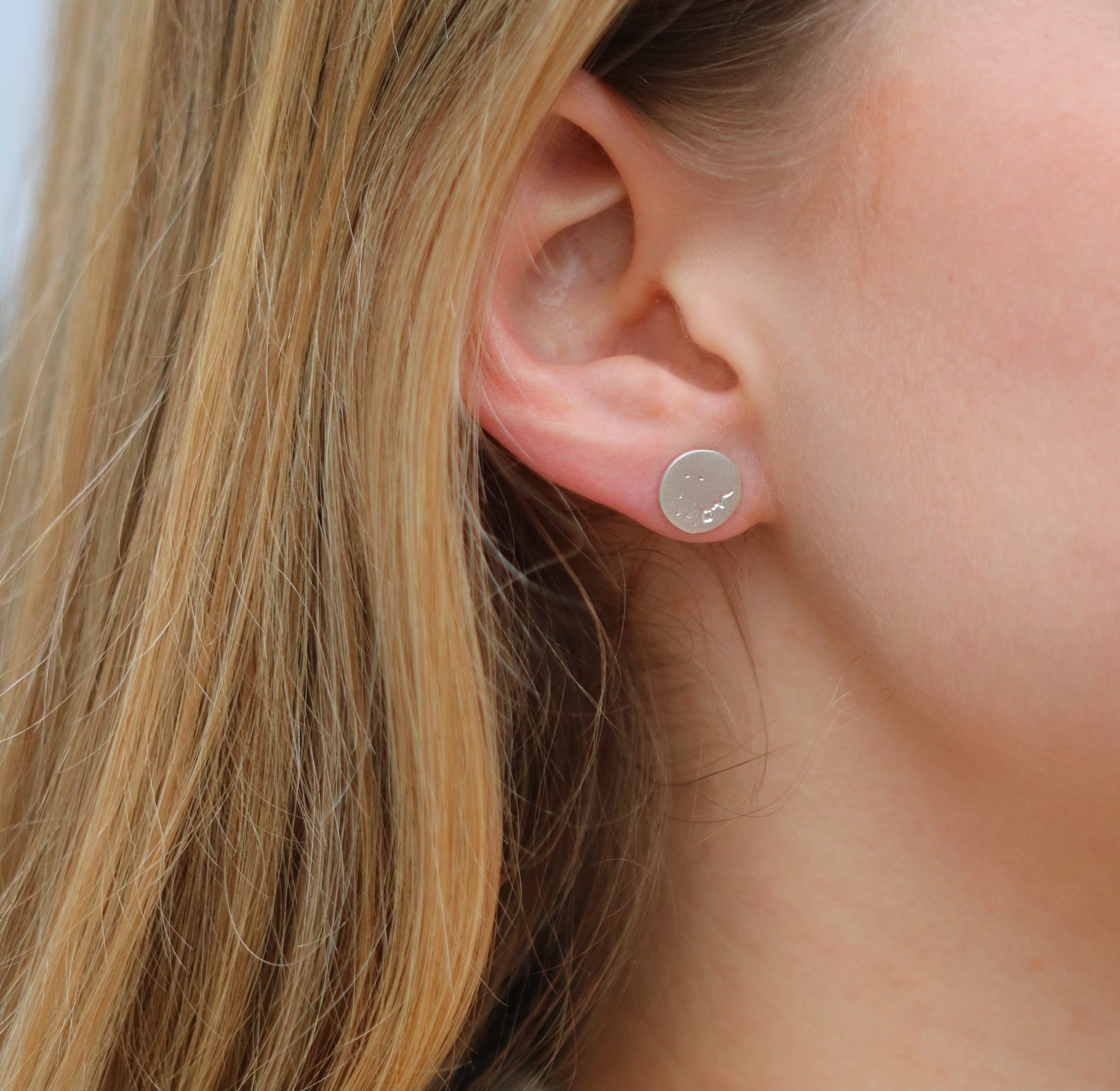 Silver 'and on' Round Disc Earrings
