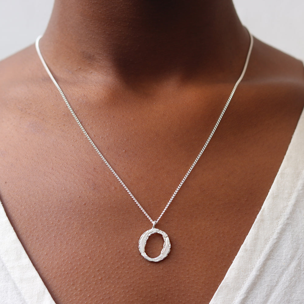 Silver 'Strata' Letter Pendant