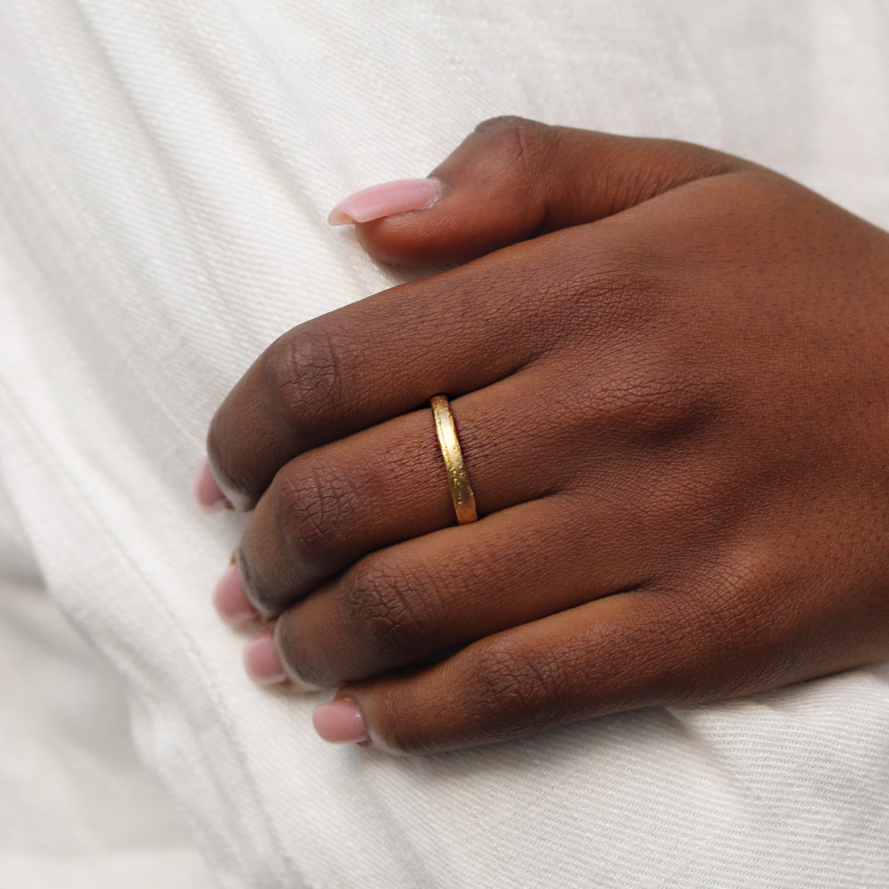 Textured Ethical Gold Wedding Ring 3mm