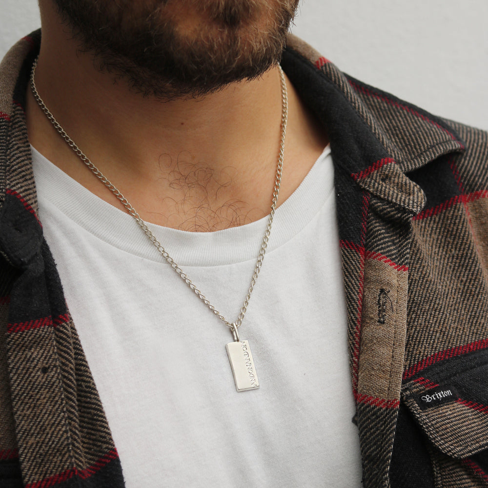 Large Silver Rectangular 'ON AND ON' Pendant