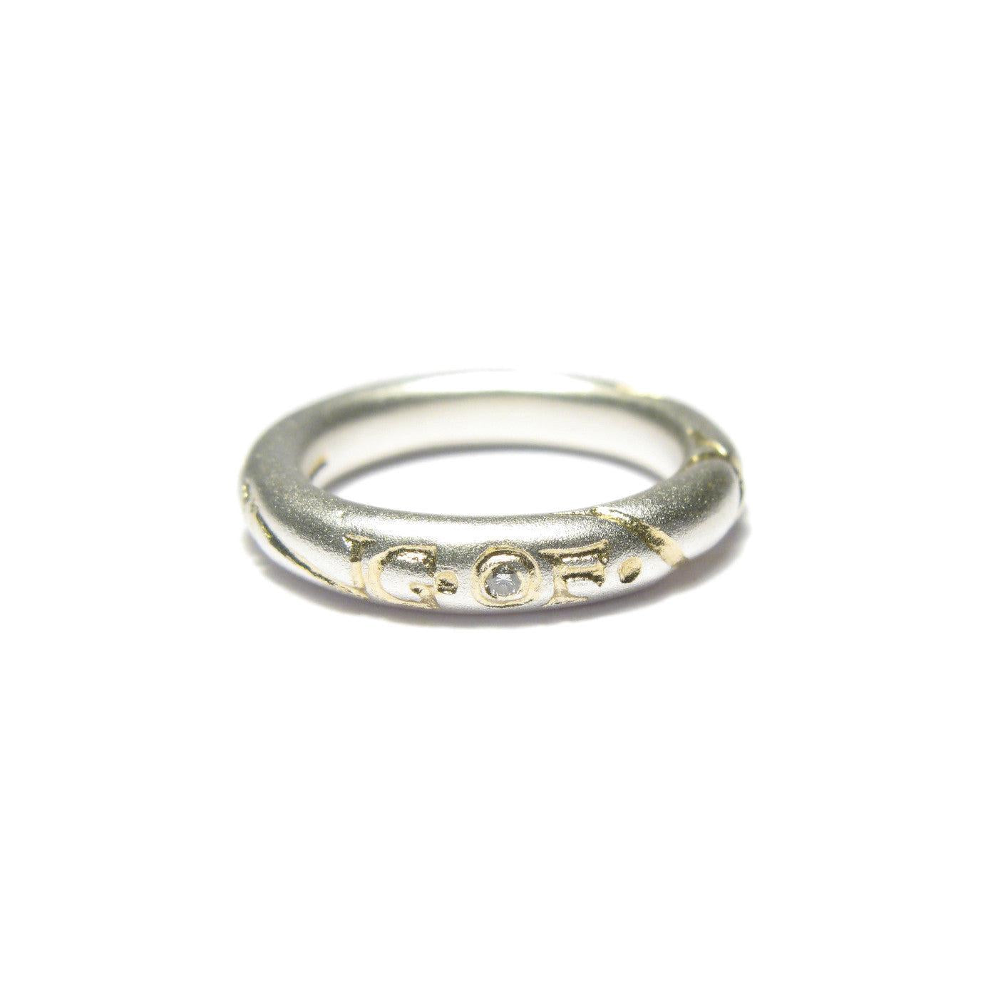 Diana Porter etched feeling of we silver gold ring