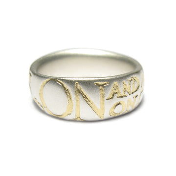 Diana Porter etched on and on silver gold ring