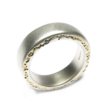 Diana Porter etched edge on and on silver diamond ring