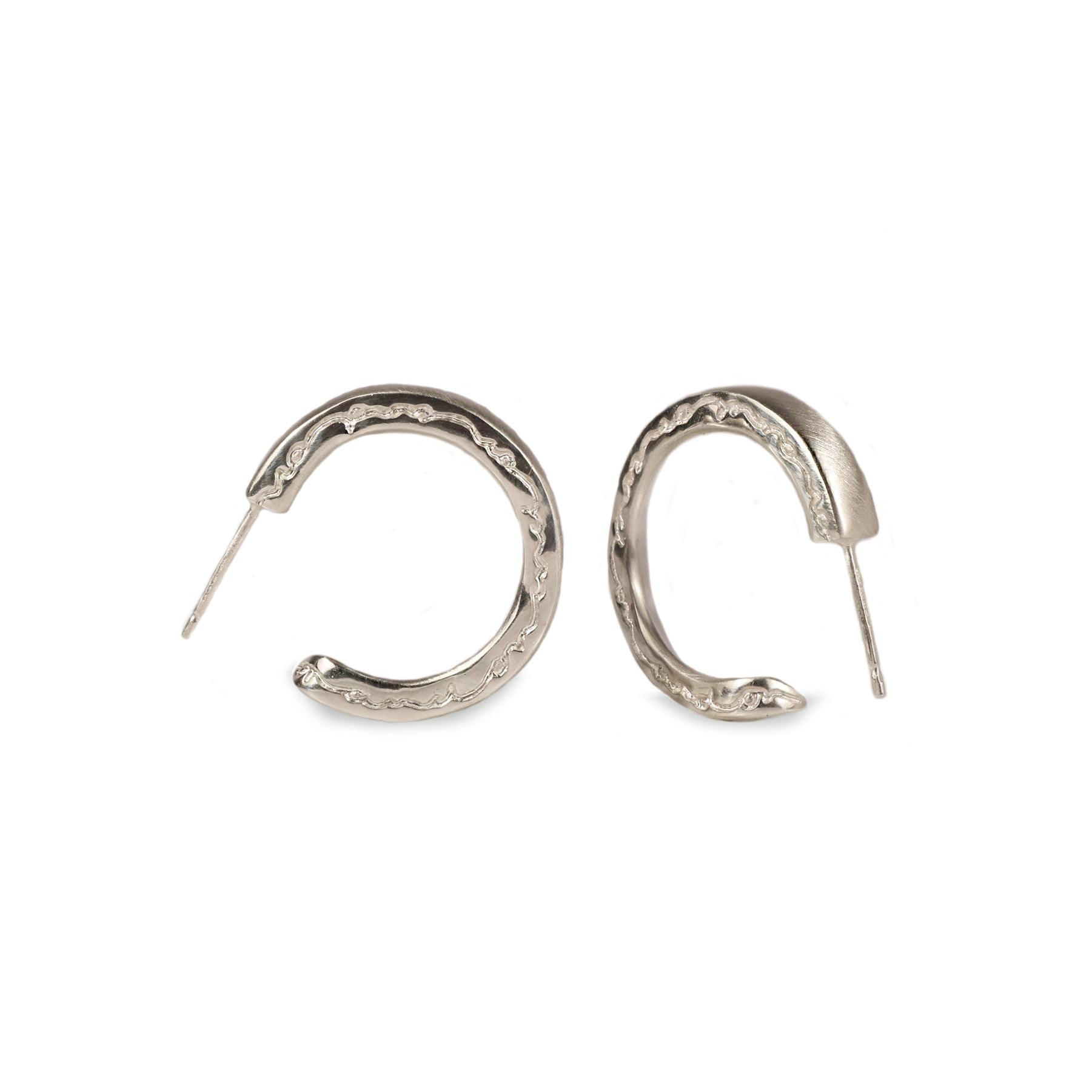 Large Silver 'on and on' Hoop Earrings