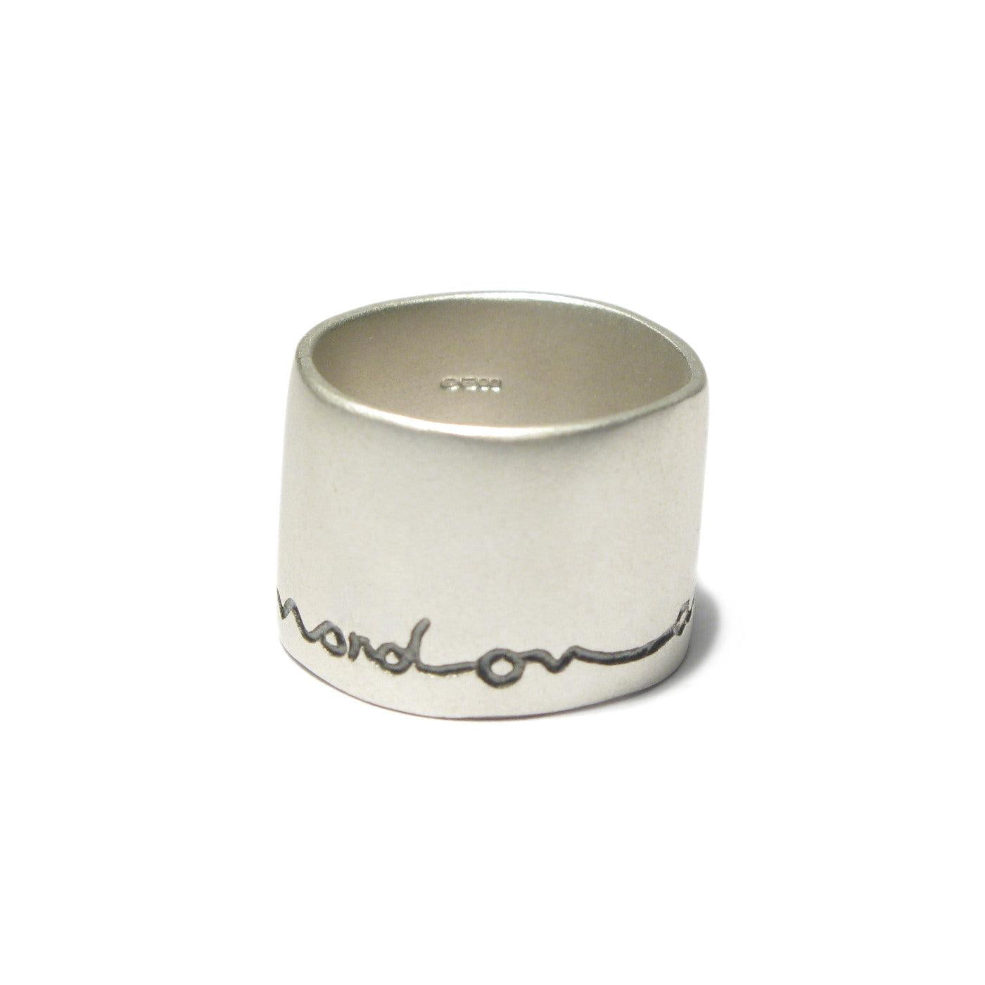 Diana Porter wide etched on and on silver ring