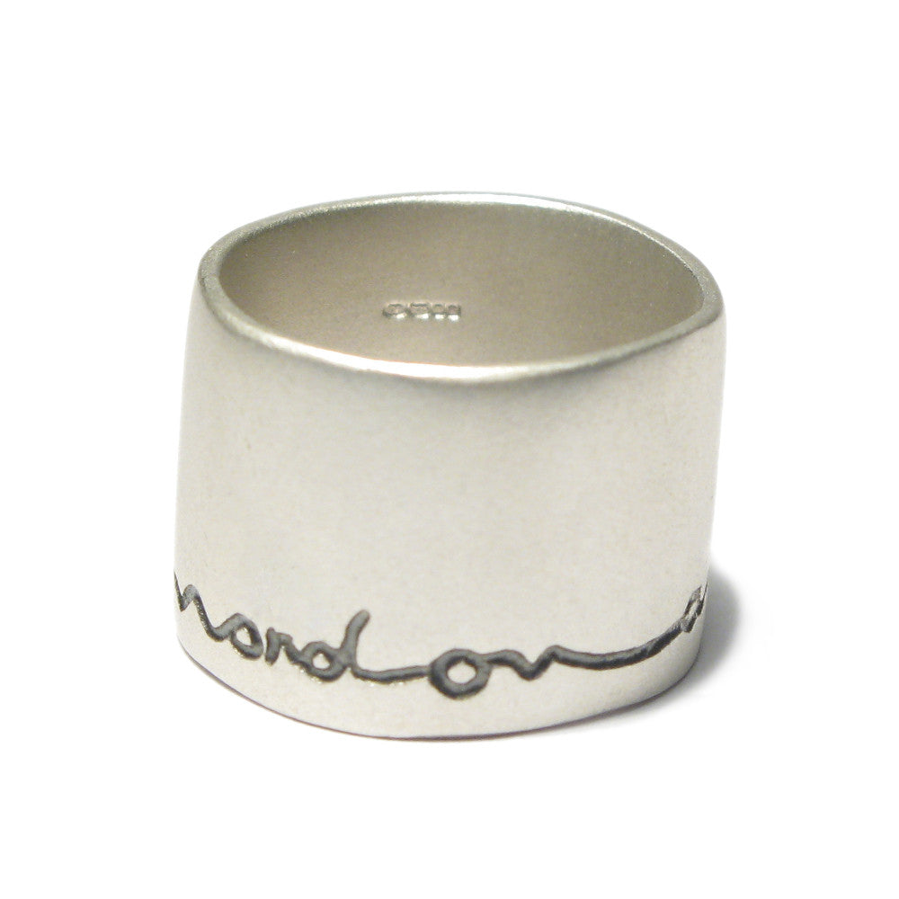 Diana Porter wide etched on and on silver ring