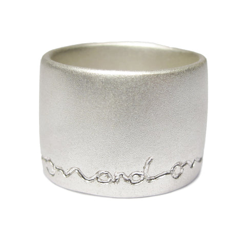 Diana Porter wide etched on and on silver ring