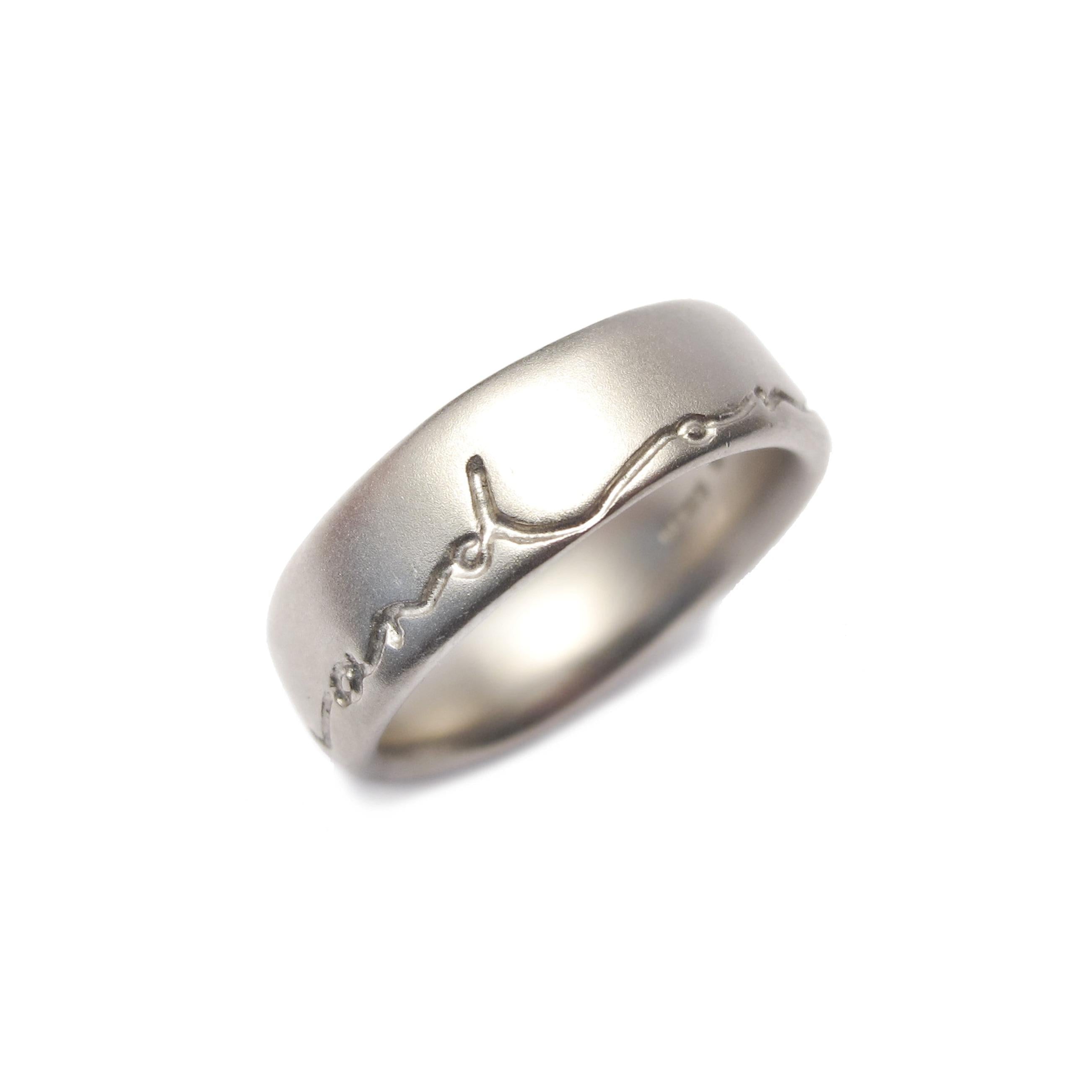 Men's Gold Wedding Ring Etched With 'on and on'