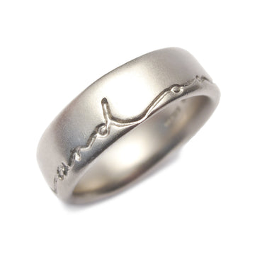 Men's Gold Wedding Ring Etched With 'on and on'