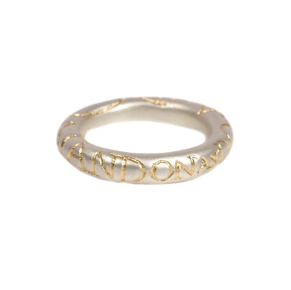Silver Round Ring Etched 'ON AND ON'