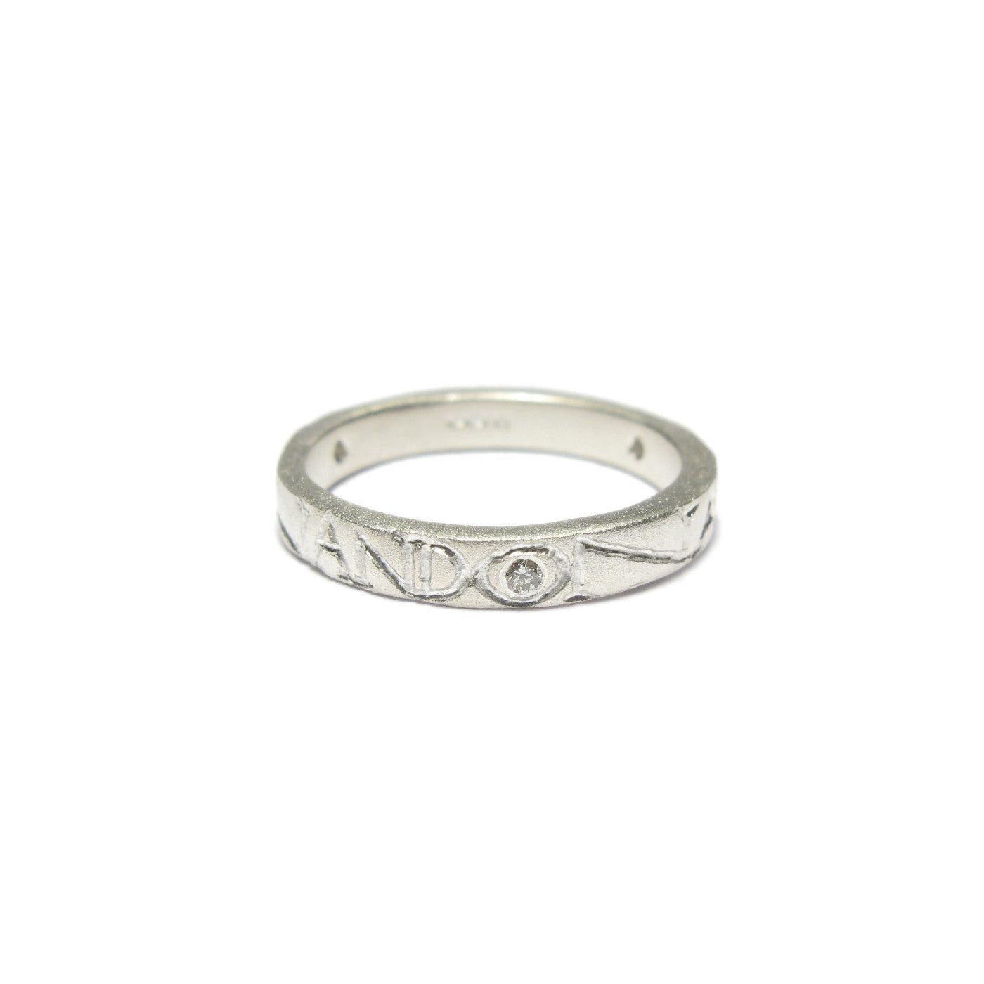 Diana Porter silver etched on and on diamond ring