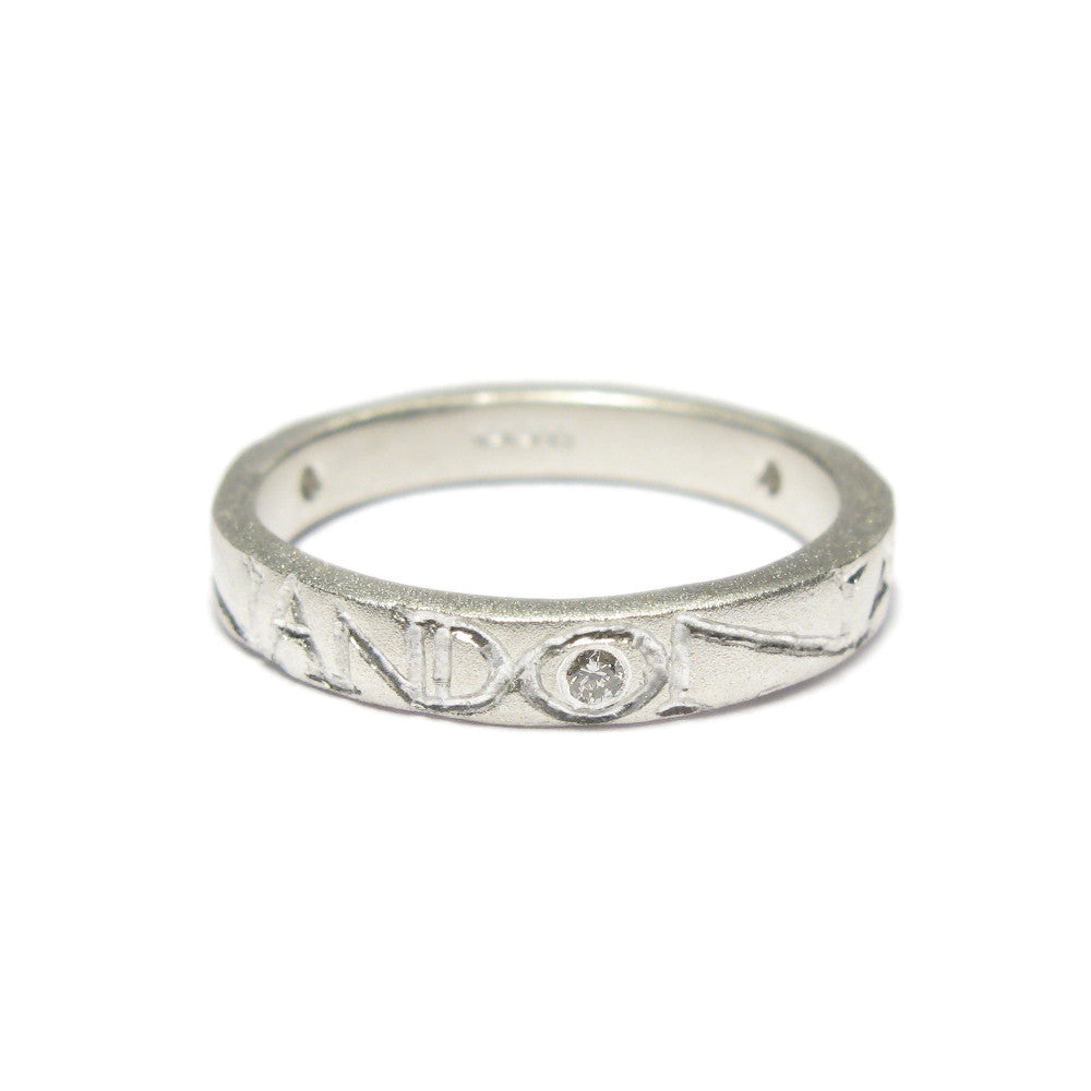 Diana Porter silver etched on and on diamond ring