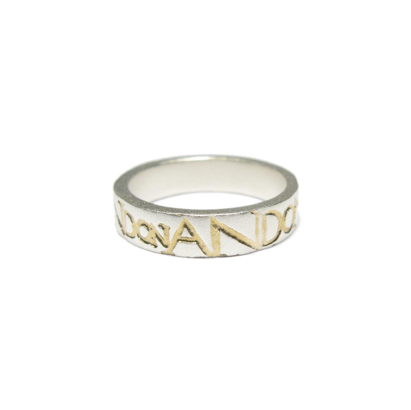 Diana Porter etched silver gold on and on ring