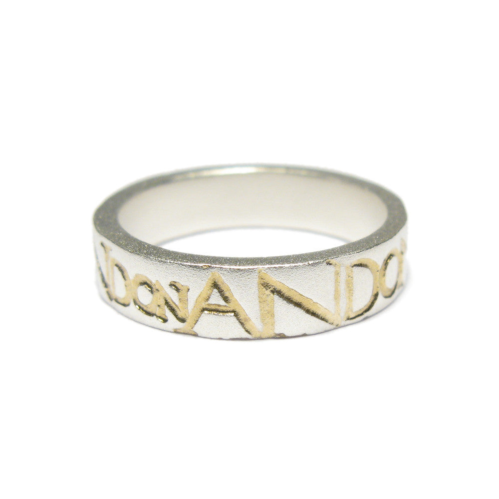 Diana Porter etched silver gold on and on ring