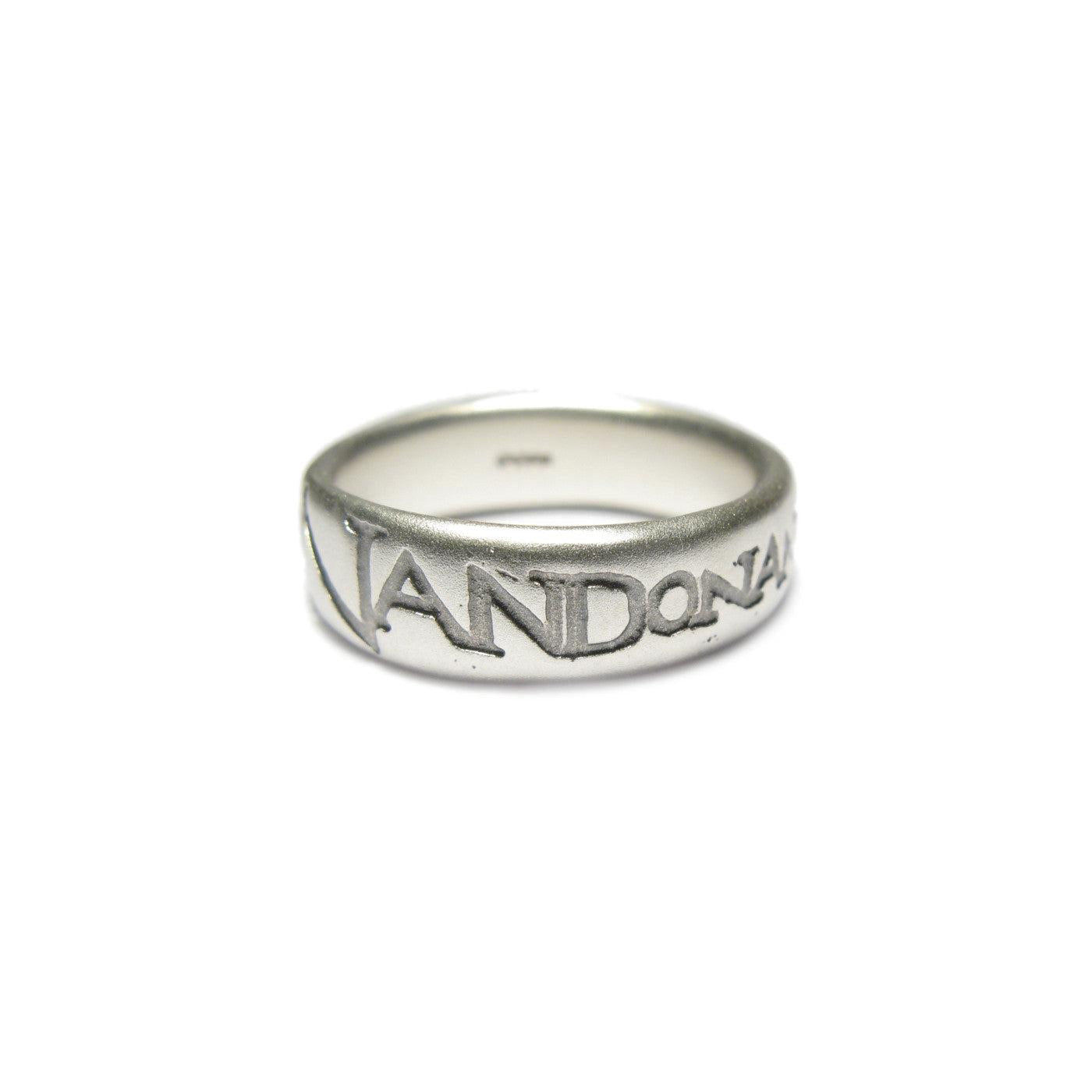 Diana Porter etched on and on mens silver ring