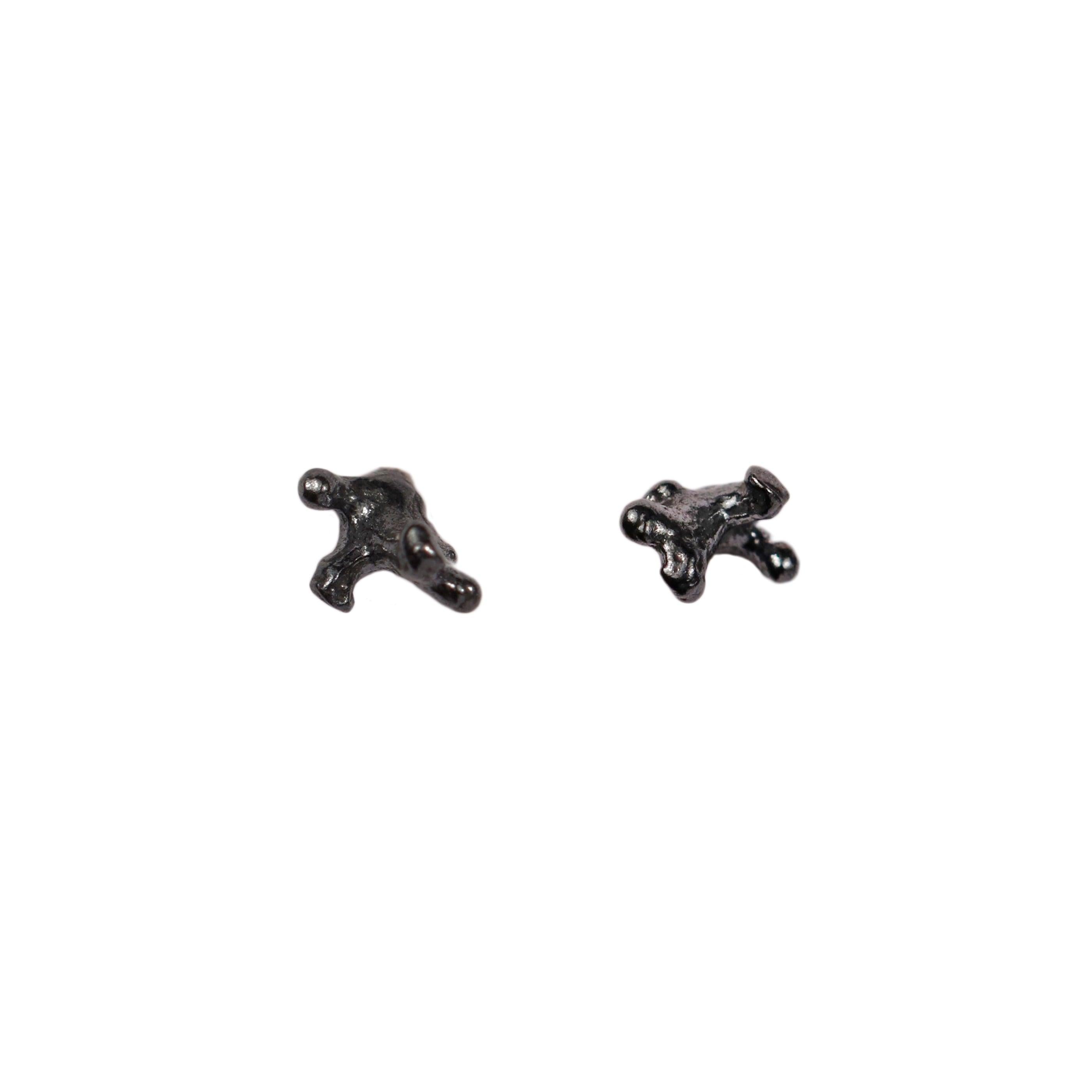 Aurum Mini Drofn Oxidised Silver Stud Earrings