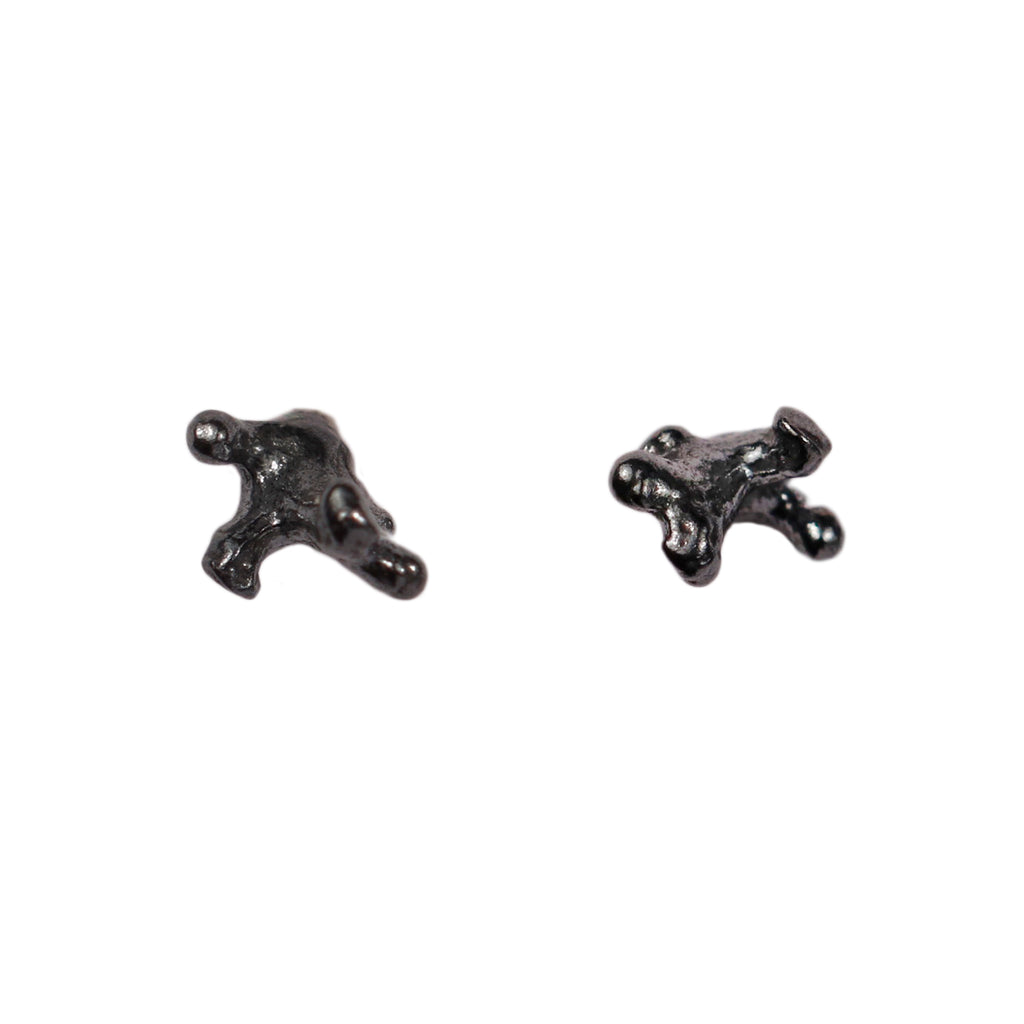 Aurum Mini Drofn Oxidised Silver Stud Earrings