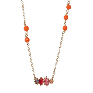 Ciara Bowles 9ct Yellow Gold Pink Sapphire And Coral Bead Pendant