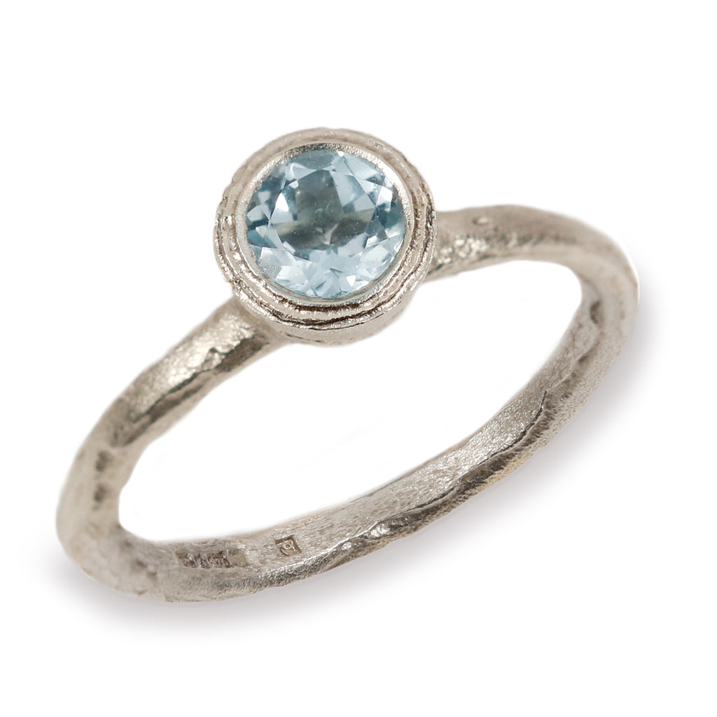 9ct Fairtrade White Gold Ring With Brilliant Cut Aquamarine