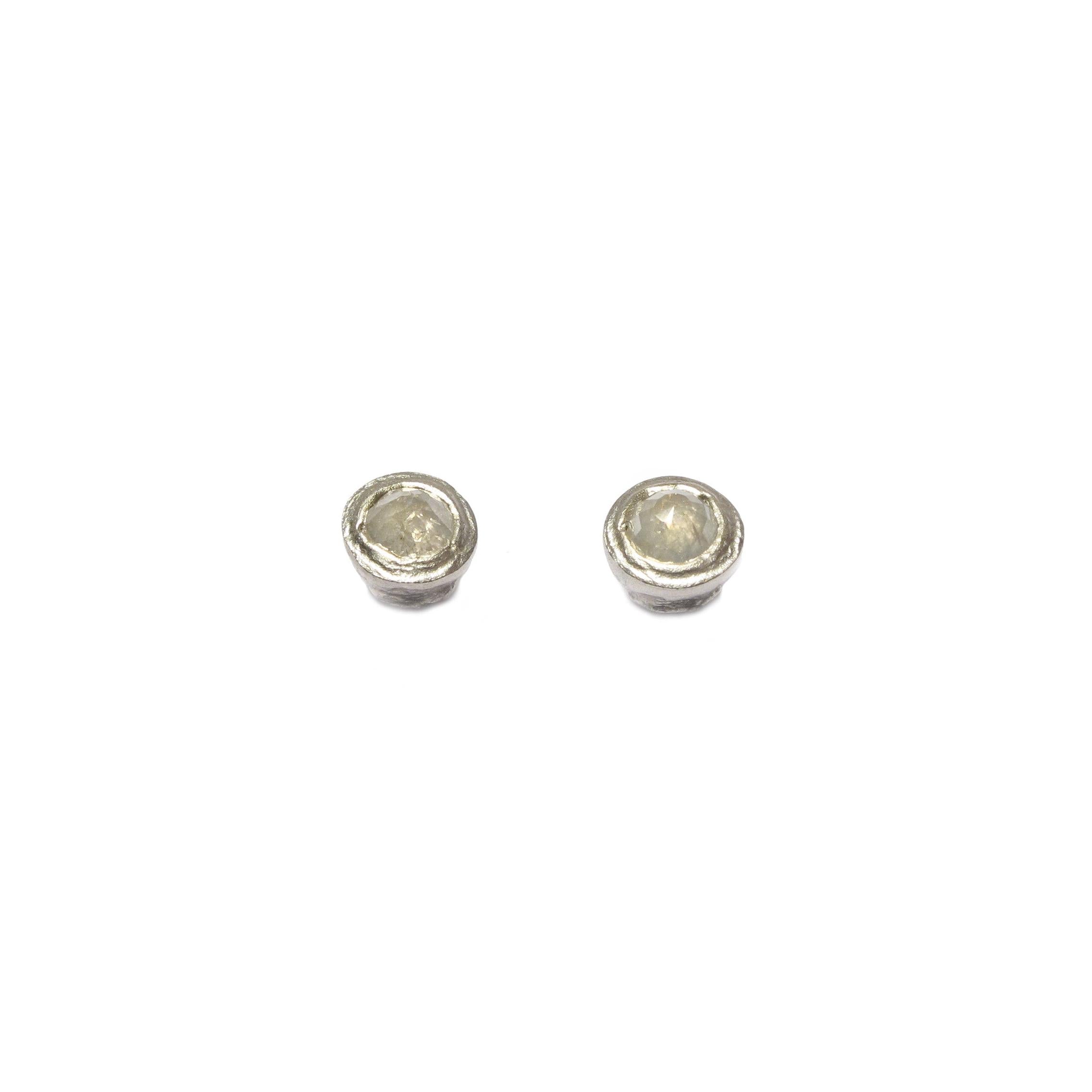 Diana Porter Jewellery contemporary rose cut diamond white gold earrings studs