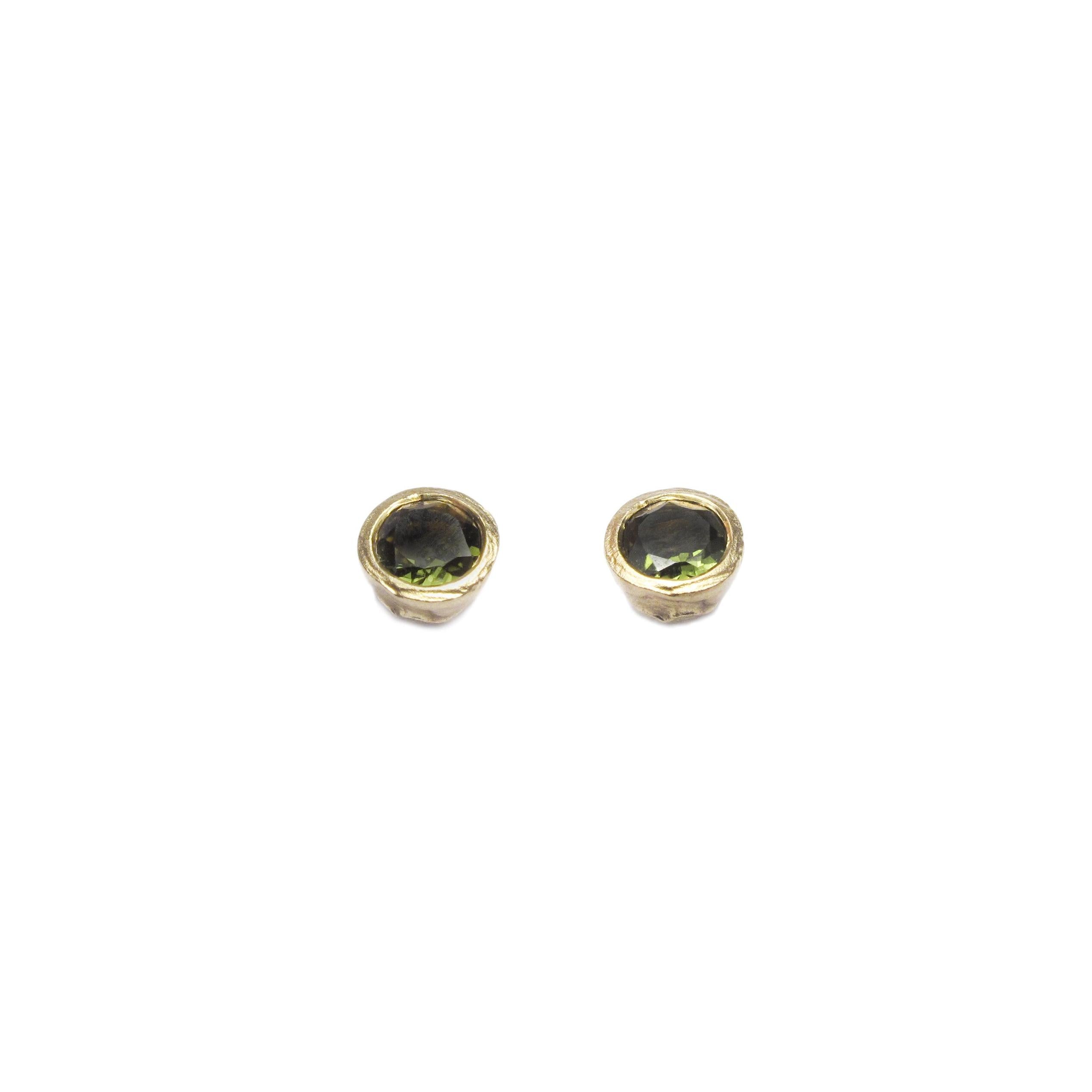 Diana Porter Jewellery modern green tourmaline yellow gold earrings studs