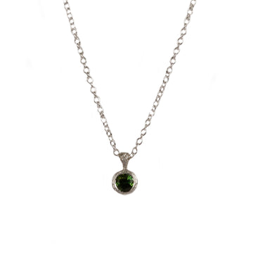 Green Tourmaline and Silver Pendant