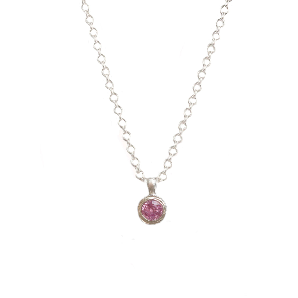 Pink Sapphire and Silver Pendant