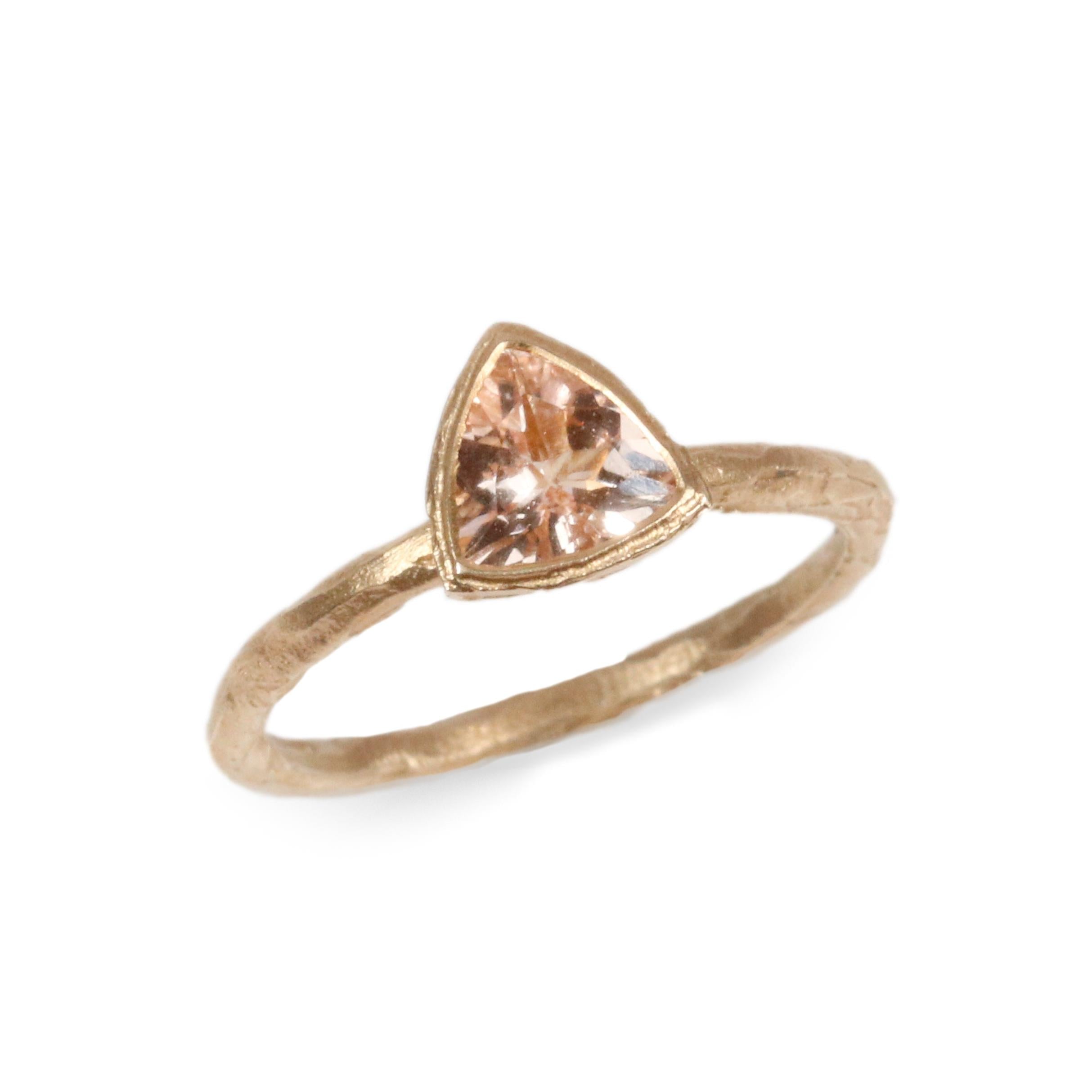 9ct Fairtrade Yellow Gold Ring with Trillion Cut Morganite