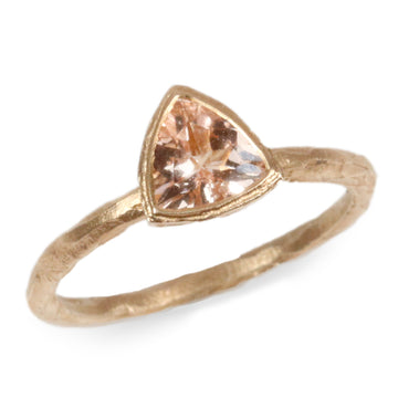 9ct Fairtrade Yellow Gold Ring with Trillion Cut Morganite