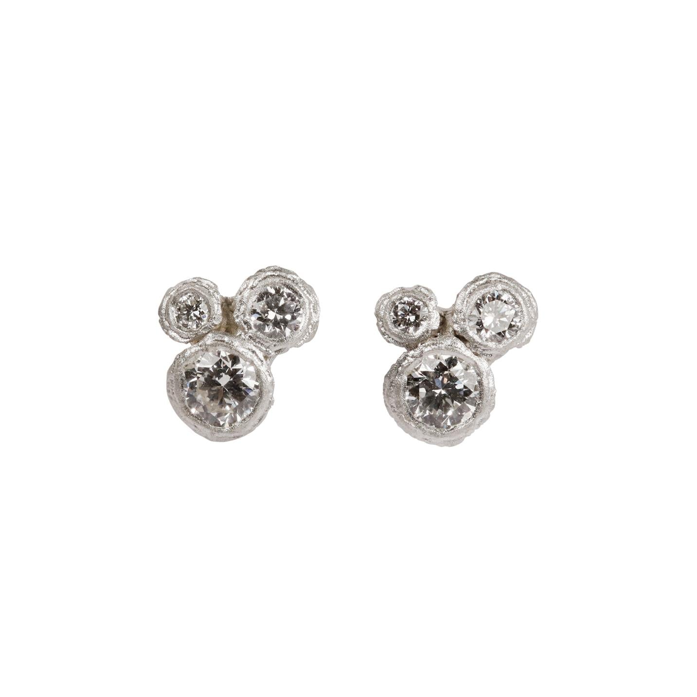9ct Fairtrade White Gold Bud Diamond Ear Studs