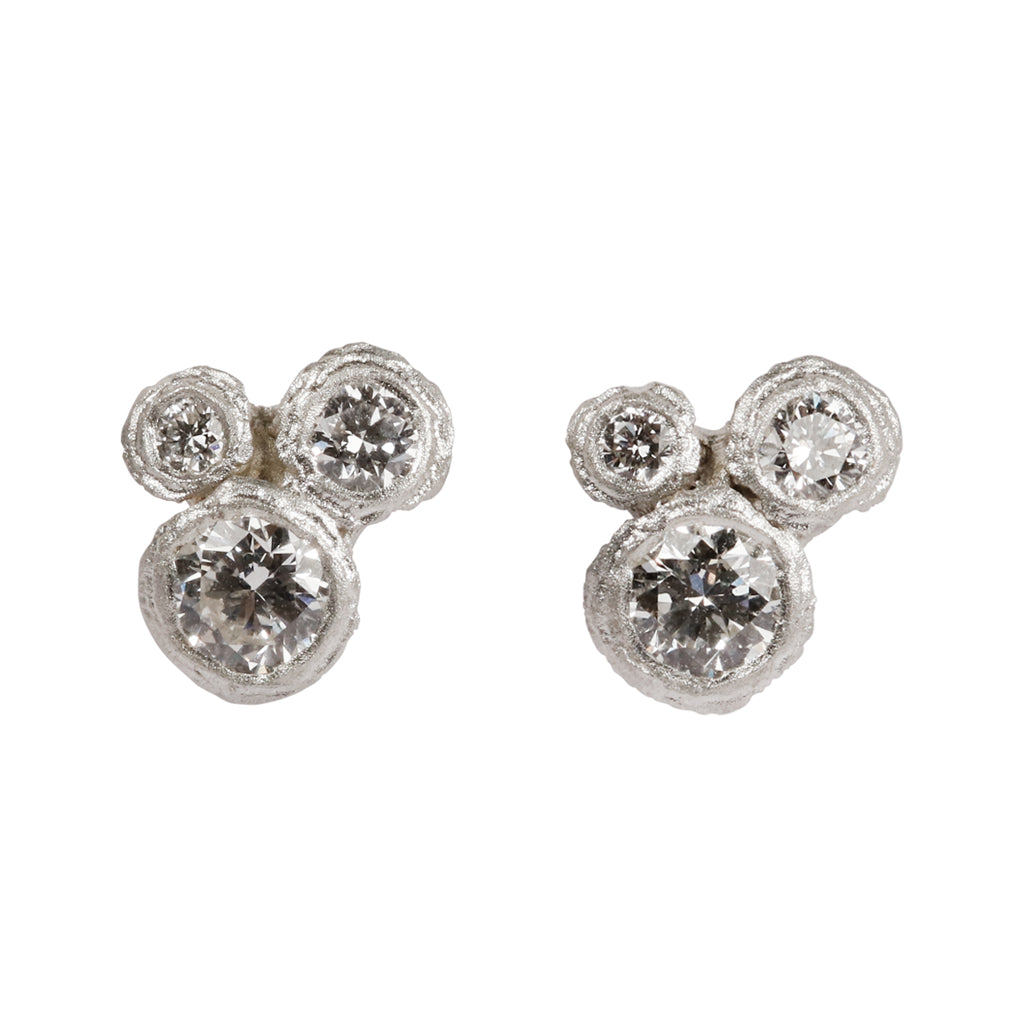 9ct Fairtrade White Gold Bud Diamond Ear Studs