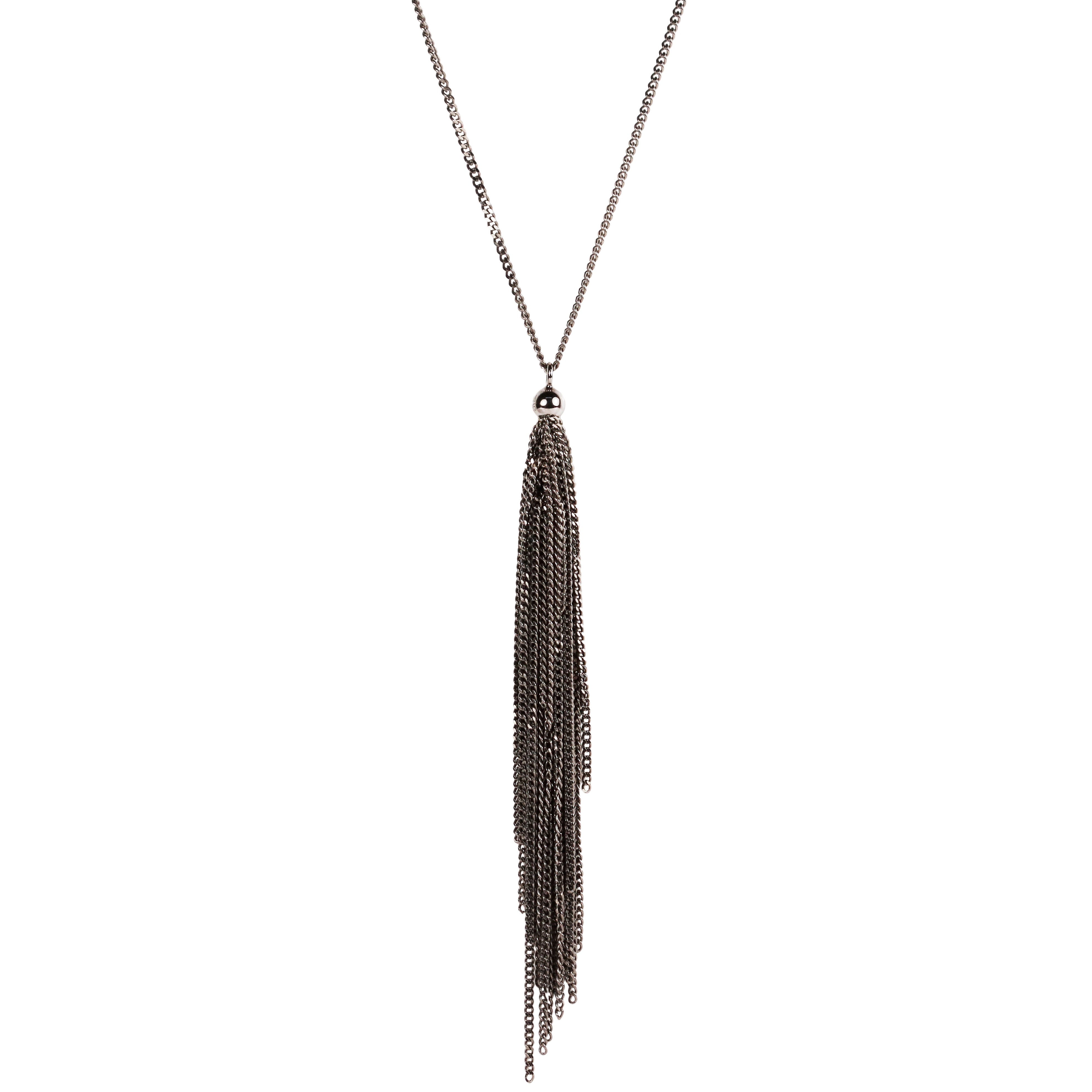 Outlet Claudia Milic Long Tassel Necklace in Black Rhodium plate