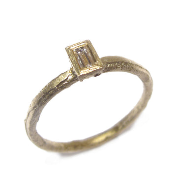 9ct Fairtrade Yellow Gold and 0.14ct Baguette Diamond Ring