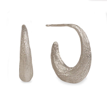 Silver 'Strata' Curved Half Hoop Earrings